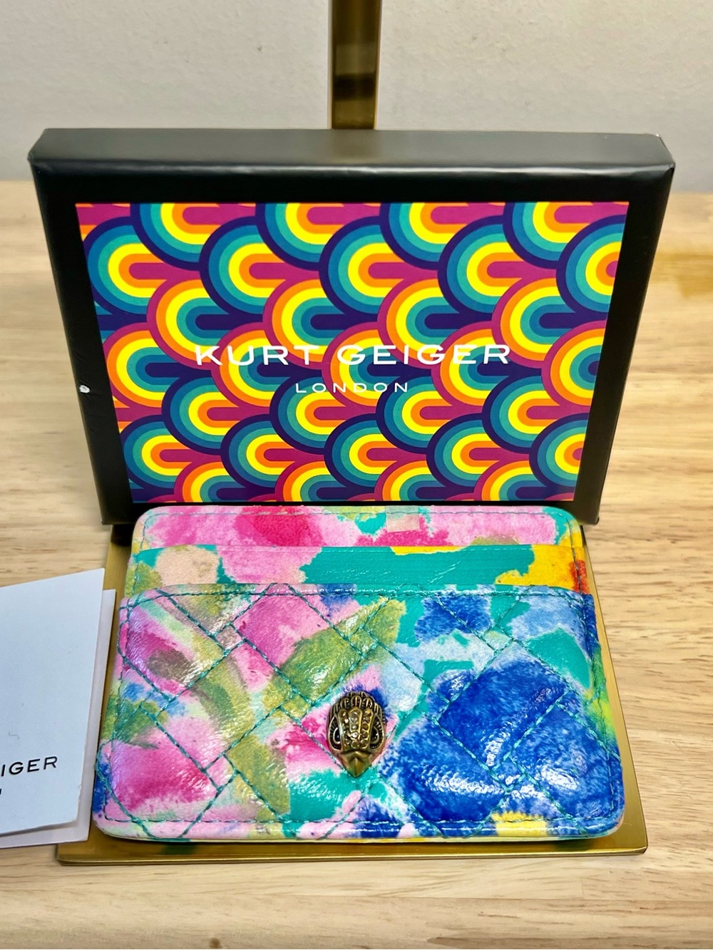 Kurt Geiger Multicolor Quilted Leather Wallet with Signature Clasp NWT